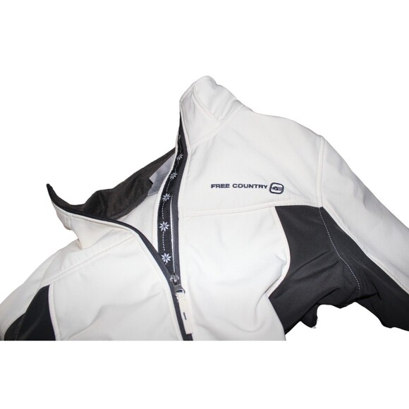 FREE COUNTRY Jacket Fleece Lined Removable Hood White/Black Lightweight Size M - Picture 10 of 10